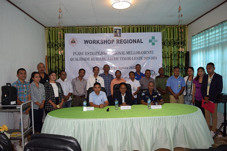 “Ministerio da Saúde – Gabinete Garantia Qualidade Saúde – hala’o Workshop Regional Diseminasaun Plano Estrategico Nacional Melloramentu Kualidade Saúde Timor Leste, 2020-2024 iha munisipiu Bobonaro.